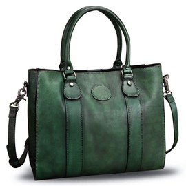 Genuine Leather Satchel Purses Handbags for Women Top Handle Shoulder Bags Lady Crossbody Tote Bag (Green)