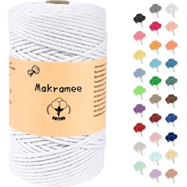 Uvolo 3 mm x 200 m Macrame Yarn, Cotton Yarn, Macrame Cord for Crafts, Plant Hangers Bleaching