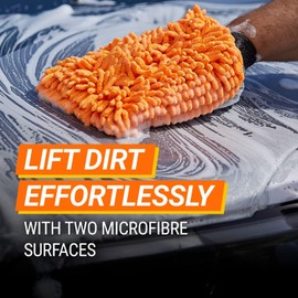 4 packs x 2 in 1 Microfibre Noodle Mitt, For Interior & Exterior Car Cleaning, Soft and Streak Free Washing & Drying for Paintwork and Glass, Gently Removes Dirt, Ideal for Car & Motorcycle Detailing