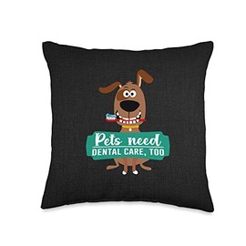 Care Too Funny Vet Tech Veterinarian Job Item Pet Need Dental Care Too Funny Vet Tech Veterinarian Job Throw Pillow, 16x16, Multicolor