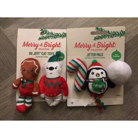 Merry & Bright 5 Merry & Bright JITTER PALS Cat Toys Catnip Penguin Crinkle Candy Cane Ball ++