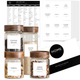 v2croft 168 Pantry Labels for Food Storage Containers, Minimalist White Matte Stickers Black Text, Kitchen Pantry Organization Lables for Canisters,Jars,Bottles Storage Bins (Water Resistant)