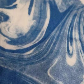 Double Brushed Knit Swirls Light Blue/White 60" Poly/Spandex Fabric by the Yard