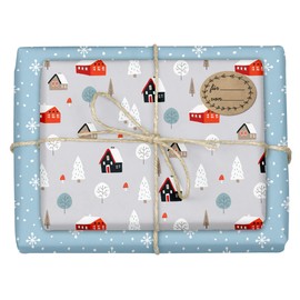 dabelino® Christmas / Winter Landscape Wrapping Paper: 4x Sheets + 4 Gift Stickers (Christmas Wrapping Paper, Modern, Scandinavian, Sustainable, Recycled Paper)