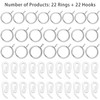 Curtain Rings 22 Set Silver Metal Curtain Rings with Curtain