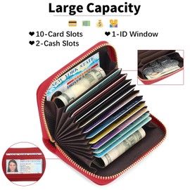 SENDEFN Leather Wallet Women RFID Blocking Small Compact Wallets Credit Card Holder with ID Window