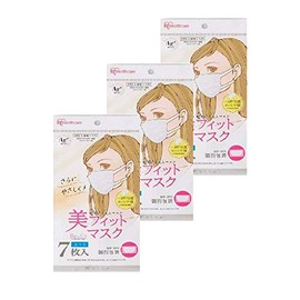 Iris Ohyama Beautiful Fit Mask, Non-woven Fabric, 7 Pieces x 3 Set, Regular, Individually Packaged, White