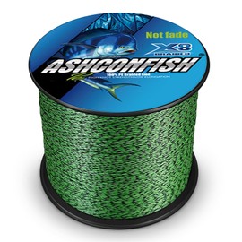 Ashconfish PE Line, Non-Fading, 8 Strands Fishing Line, 500 m (1, 1.2, 1.5, 2, 3, 3, 3.5, 4, 4, 6, 7, 8, 9, 10), High Strength, High Sensitivity, Low Elongation, Green & Black
