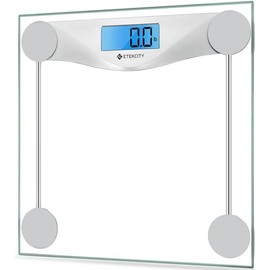 Etekcity - Báscula digital de peso corporal, pantalla LCD azul grande, medidas de alta precisión, vidrio templado de 6 mm, 400 libras | Exhibición azu