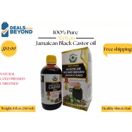 Al Riyan Jamaican Black Castor Oil 8oz Organic Skin & Hair Care—Cold Pressed