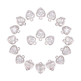 PandaHall 100pcs Alloy Cubic Zirconia Pendants for DIY Jewelry Making Platinum 13x8x6mm, Hole:1mm, Cubic Zirconia, Cubic Zirconia