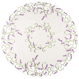 Embroidered Purple Lavender Lilac Large Doily, Small Tablecloth, Round Table Topper (33 inch Round)