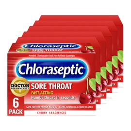 Chloraseptic Sore Throat Lozenges, Cherry, 18 Count, 6 Pack