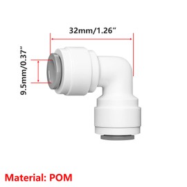 Ctyjia 2 Pcs 3/8" Tube Connect, 3/8" Pushfit Straight Connector, 3/8" Elbow Connector, for RO Reverse Osmosis Systems, Drinking Fountains