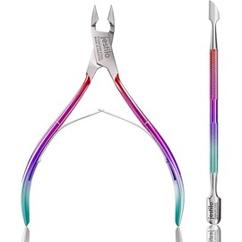 Jestilo Cuticle Remover Tool Set with Cuticle Cutter and Cuticle Pusher - Stainless Steel Professional Cuticle Nipper and Pusher Nail Care Tools for Salon and Level Mani-Pedi at Home - Silver (Multi)