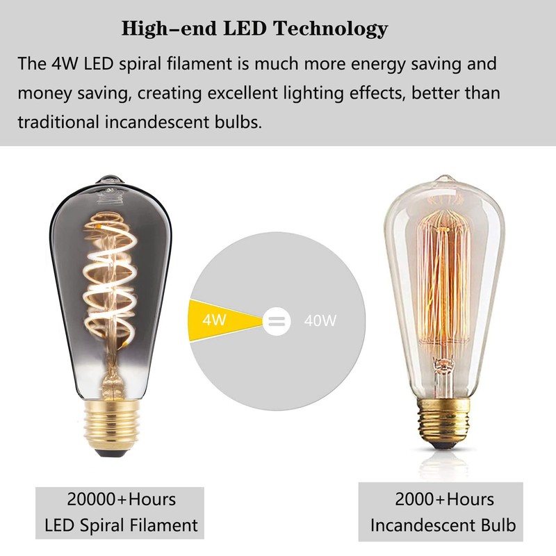 SHUWDKAR 12V Edison Bulb Low Voltage Warm White 2700K E26
