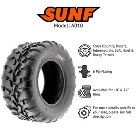 SunF 25x11-10 ATV UTV Tire 25x11x10 Race Trail Sport 6 PR A010 - PAIR of 2