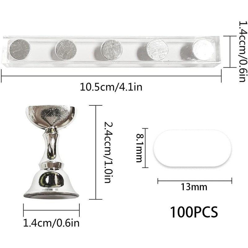 HUATEEN Nail Stuff,2 Pack Silver Magnetic Nail Stand Display with