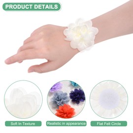 M METERXITY 12-Pack Chiffon Flowers 1.97 x 1.97 Inch Mesh Fabric Flowers Full Chiffon Flowers Hair Clips Flower for Home Decor/Wedding/Headbands/DIY/Party/Garden [Beige]