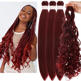 Boho Braiding Hair Boho Hair for Braiding Ocean Wave Burgundy Braiding Hair for Boho Braids