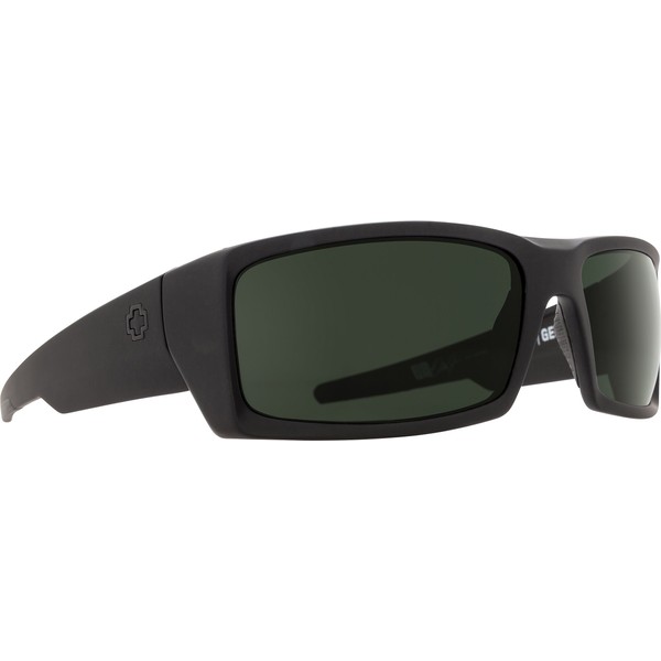 Spy Optic Men's General Rectangular Sunglasses, Soft Matte Black/Happy Gray/Green Polar, 60 mm