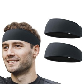 Flintronic Sports Headband, Pack of 2 Unisex Headbands, Elastic Non-Slip Sweat-Wicking Sweatband Headband for Men, Women, Tennis, Running, Crossfit, Fitness for Men and Women