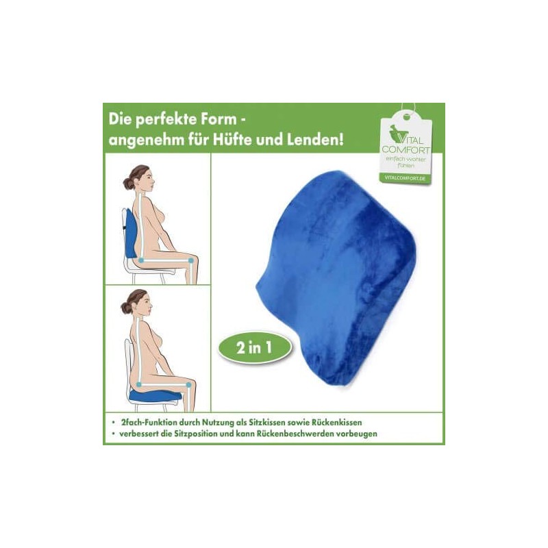 Vital Comfort Lumbar and Seat Cushion, Back Cushion with Memory