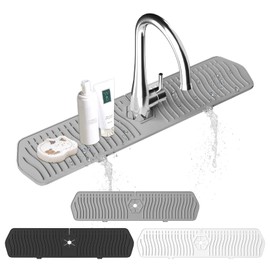 Kitchen Sink Splash Guard -24" x 5.8'' Silicone Sink Mat Splash Guard fit for Countertop, Bathroom,Farmhouse,RV by EBIGIC (Grey)