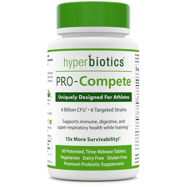 Hyperbiotics PRO-Compete Probiotics: Uniquely Designed for Athletes (60ct) Support Digestion and Performanceâ€"Workout Supplement to Support Energy & Endurance