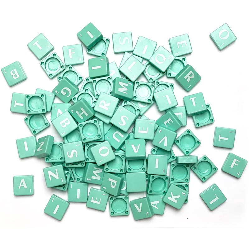 Trimming Shop Light Green Plastic Tiles with White Letters &