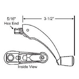 TechnologyLK Window Operator Handle, Crank Type, Folding, White, 5/16" Spline Size