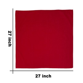 Junvena Large Bandanas 27 inch Solid Color 100% Cotton Thin and Soft XL Headband Bandannas(Red 3 Pack)