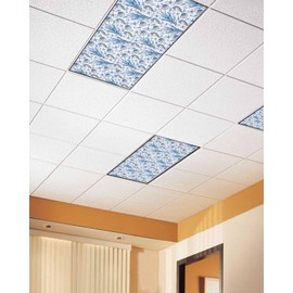 Magnetic Light Cover for Classroom Drop Ceiling,2 Pack 4x2 Ft Summer Ocean Blue Shell Coral Seahorse Texture Fluorescent Light Covers for Office Home Ceiling Light Lampshade