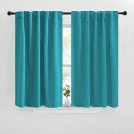 NICETOWN Blackout Curtain Panels for Kitchen - (Peacock Teal Color) 42x30 inch, 2 Panels Set, Room Darkening Blackout Drapes for Window