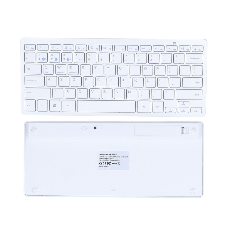 Bluetooth Keyboard Tablet PC Ultra Slim Portable 78 Keys White