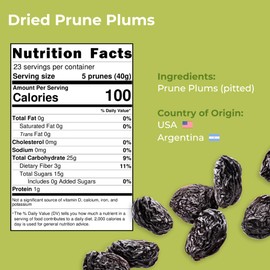 Amrita Dried Plums Pitted Prunes 2 lb | Gluten-Free Snack | Dried Prune Plums Packed Fresh in Resealable Bags | Vegan, non-GMO, Allergen Friendly Healthy Snacks | Healthy Sweet Treat | No Added Sugar