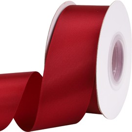 Clmentp 1-1/2 Inch Wide Wine red Satin Ribbon,Craft Fabric Ribbon by 25 Yard Silk Ribbon for Gift Wrapping,Satin Wedding,Flower Bouquet,Holiday Decorations