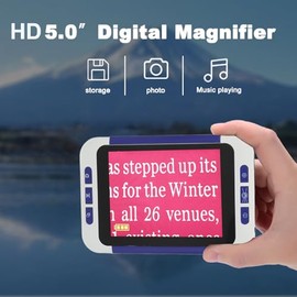 Fockety Lupa de vídeo Digital portátil, 2-32 aumentos, Lupa de Lectura electrónica portátil con 26 Modos, Lupa Digital a Pilas para Baja visión, Lectu