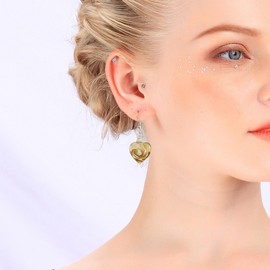 SLSF Bohemian Three-D Flower Heart Acrylic Lightweight Dangle Drop Earrings Tiny Creative Peach Love Hook Earring For Women Jewelry Gifts (Brown)