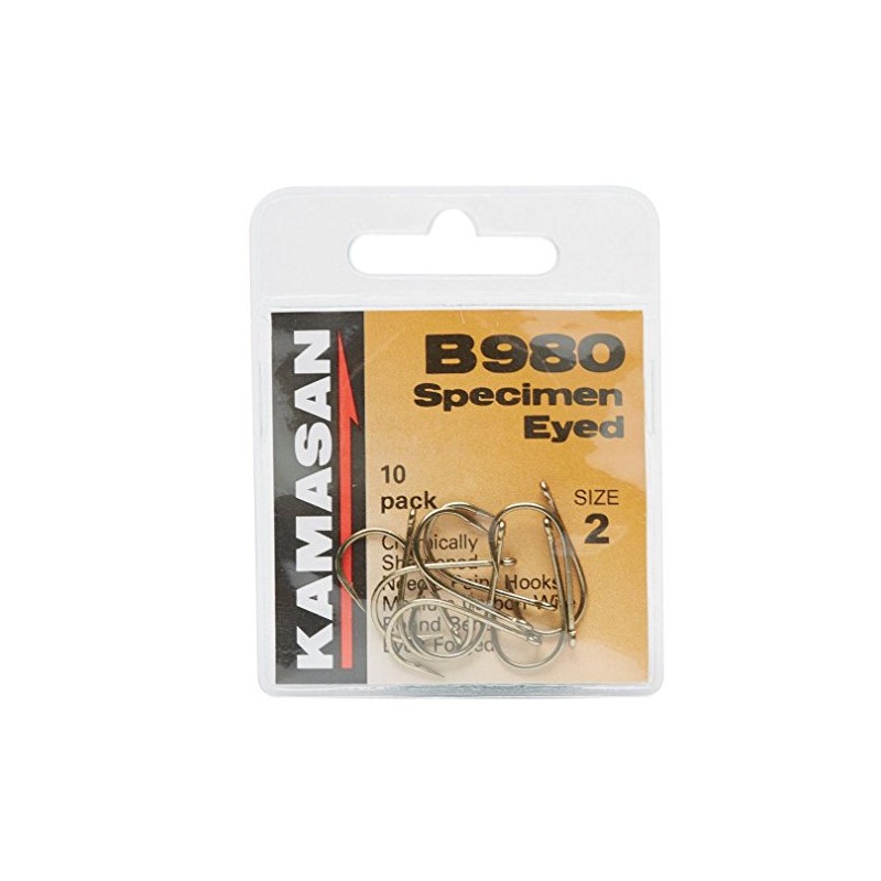 Kamasan B980 Barbed Specimen Eyed Hooks - Size 2, One