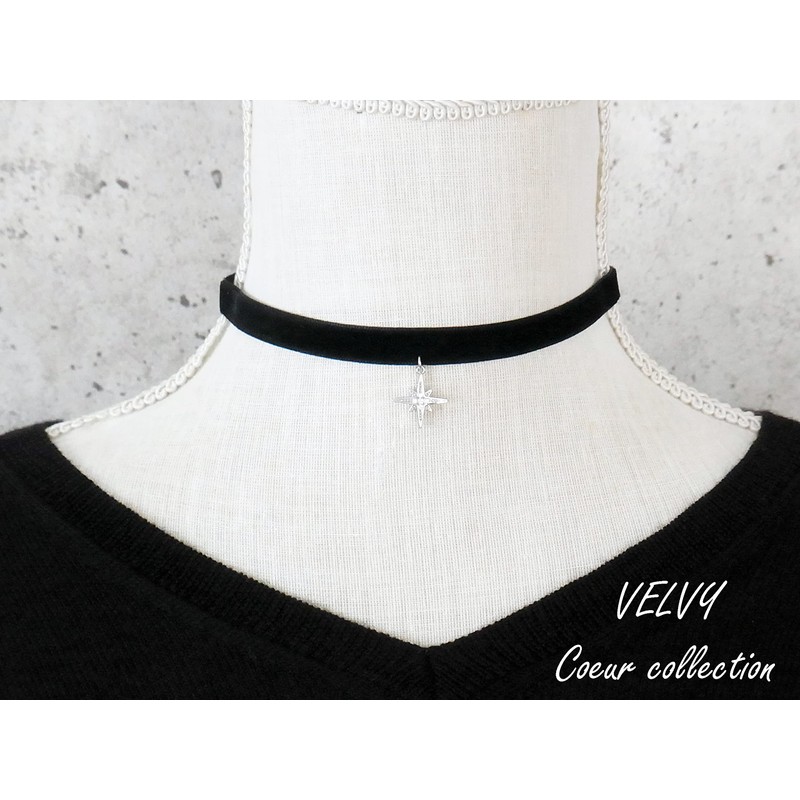 Velvy c233 Original Star Cross Black Simple Choker Women's Necklace,