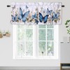 Dabuniu Valance Rod Pocket Curtain, Butterfly Pattern, Blue Butterflies Flower,