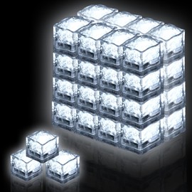300 Pack Light Up Ice Cubes Bulk - White LED Ice Cubes for Drinks With Changing Color - Flashing Ice Cubes Glow in the Dark - Water Activated Ice Cubes Bar Club Wedding Party Decor