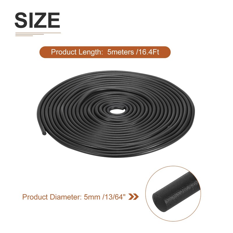 DTGN 5mm x 5meters(DxL) Nitrile Rubber Round Seal Strip -