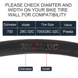 RUTU 700c Bike Tube for 700x23-25c, 700x28-32c, 700x35-43c, 28 inch Bicycle Inner Tube for Road Bike, Gravel Bike, Mountain Bike, Cruiser Bike, Butyl Rubber Tubes, Presta Valve 60mm FV60, 2 Pack