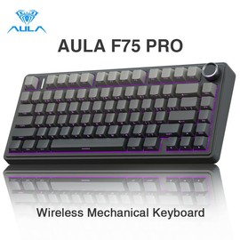 AULA F75 Pro Wireless Gaming Keyboard, 75 percent TKL Gasket Hot Swappable Custom Keyboard with Detachable USB Cable, Pre-lubed linear Switches, RGB Backlit Mechanical Gaming Keyboard for WINS/PC/Mac rainbow backlit creamy budget keyboard volume knob - C