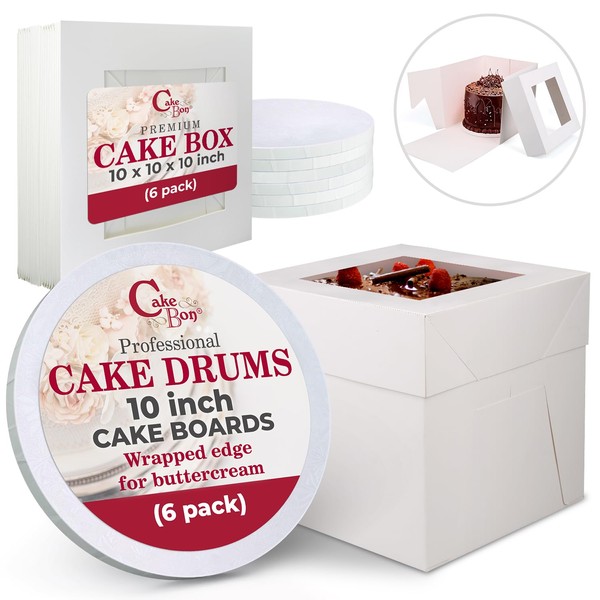 Cakebon Cakebon Cake Boxes with Boards - 10 Inch Round