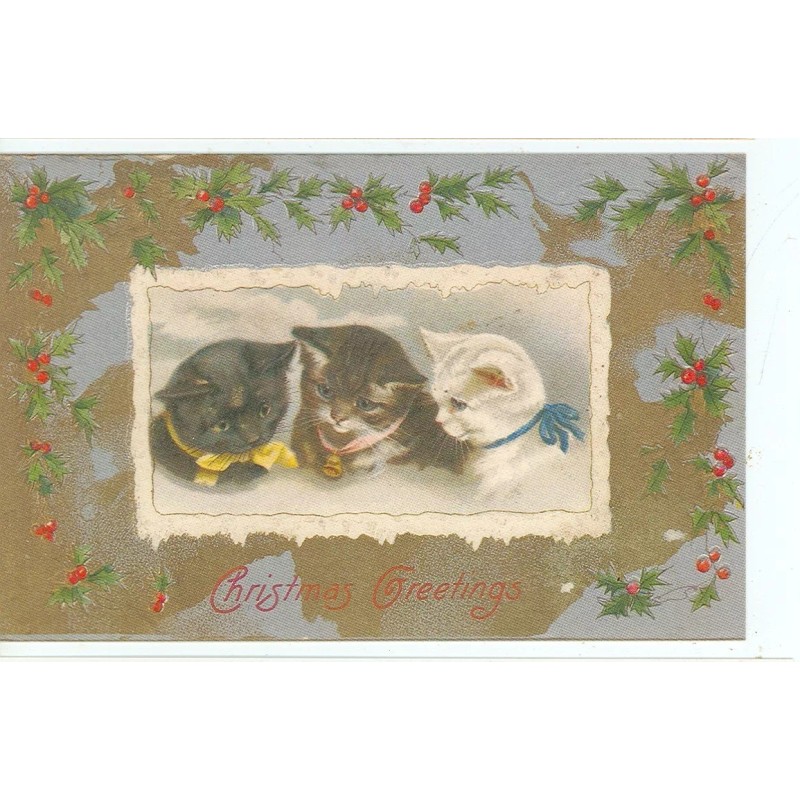 CHRISTMAS XMAS KITTENS GREETING REPRODUCTION (X-29)