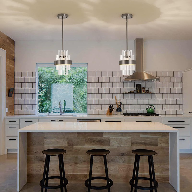 IkirourI Pendant Light Fixtures, 7inch Modern Glass Pendant Lighting, Brushed