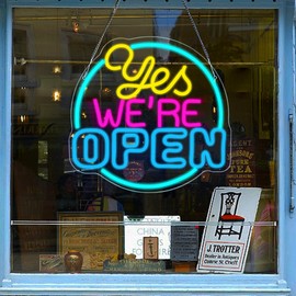 Blecode Open Neon Signs for Wall Decor Text Led Sign for Business Decor Open Neon Sign for Shop Restaurant Coffee Manicure Store Bar Salon Grocery Store Dessert Store Opening 13.7 * 13.2in(XD323)